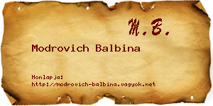 Modrovich Balbina névjegykártya